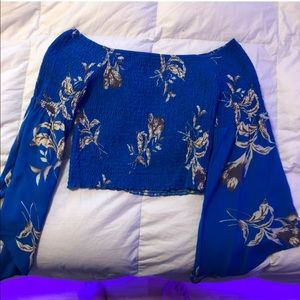 Blue floral crop top